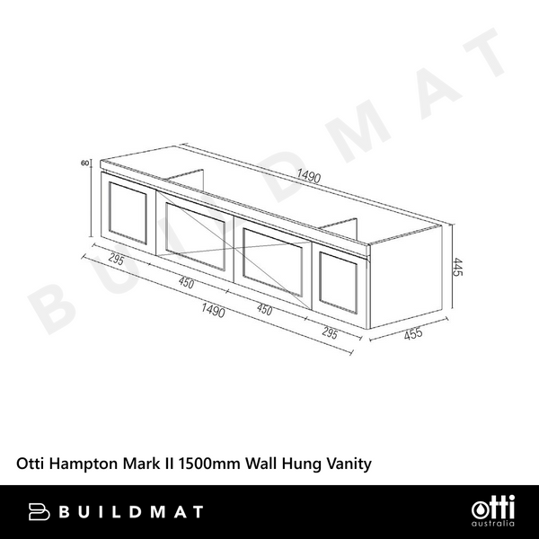 Otti Hampton Mark II 1500mm Satin White Wall Hung Vanity