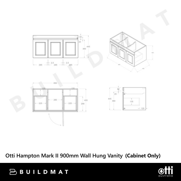 Otti Hampton Mark II 900mm Satin White Wall Hung Vanity
