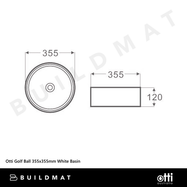 Otti Golf Ball 355x355mm White Basin Gloss White