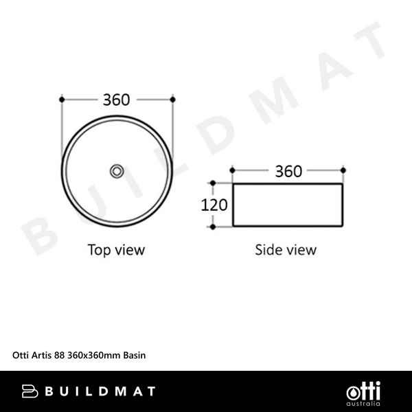 Otti Artis 88 360x360mm Basin Matte White