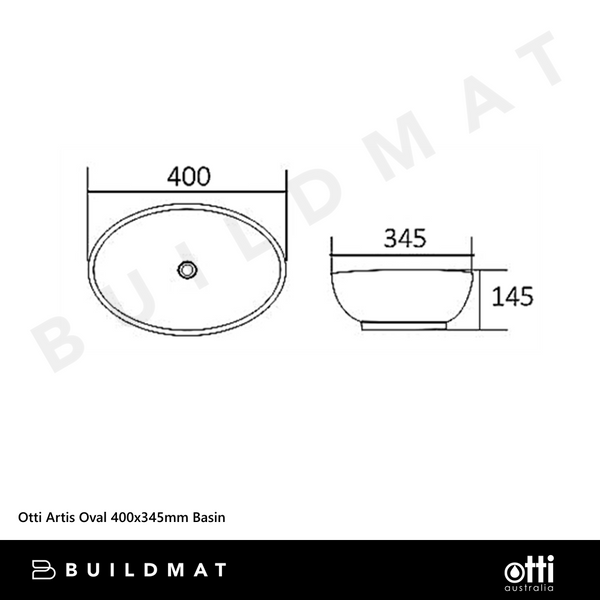 Otti Artis Oval 400x345mm Basin Gloss White
