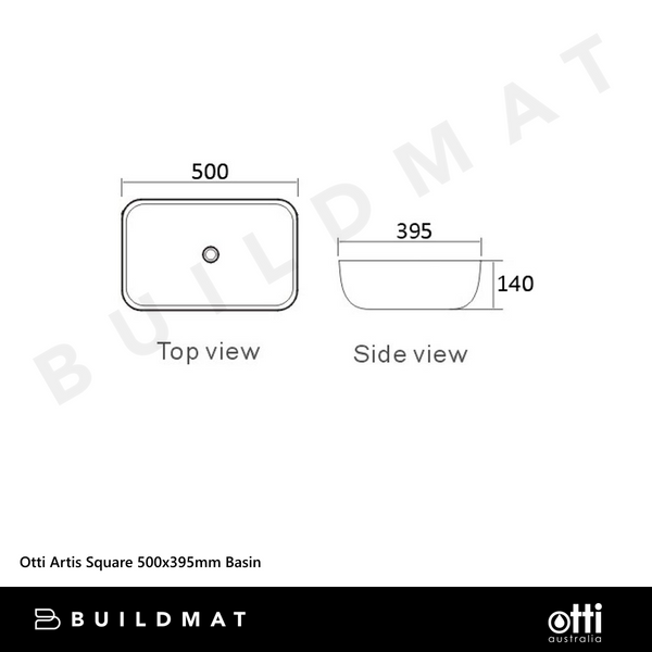 Otti Artis Square 500x395mm Basin Gloss White