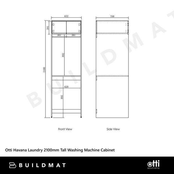 Otti Havana Sable Walnut Tall Washing Machine Laundry Cabinet 2100mm