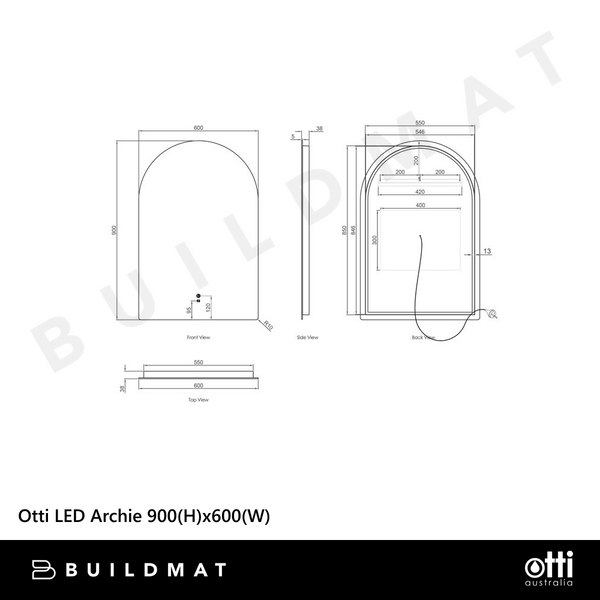 Otti LED Archie 900mm Frameless Mirror