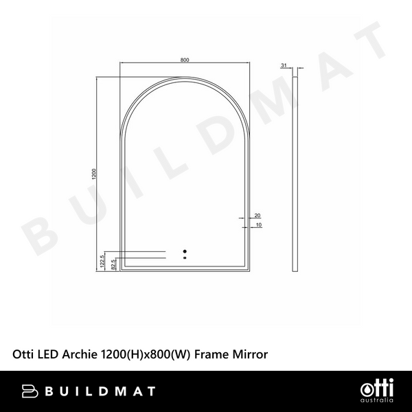 Otti LED Archie 1200mm White Metal Frame Mirror
