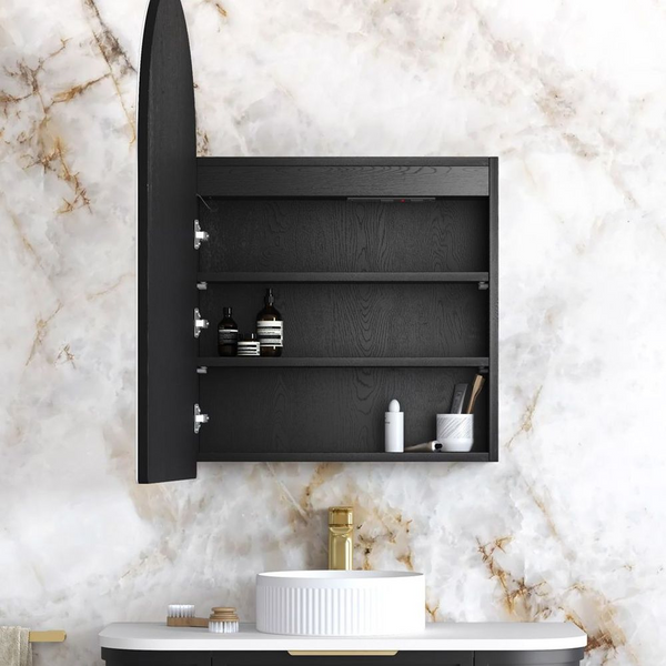 Otti LED Archie 900mm Black Oak Shaving Cabinet Premium Edition