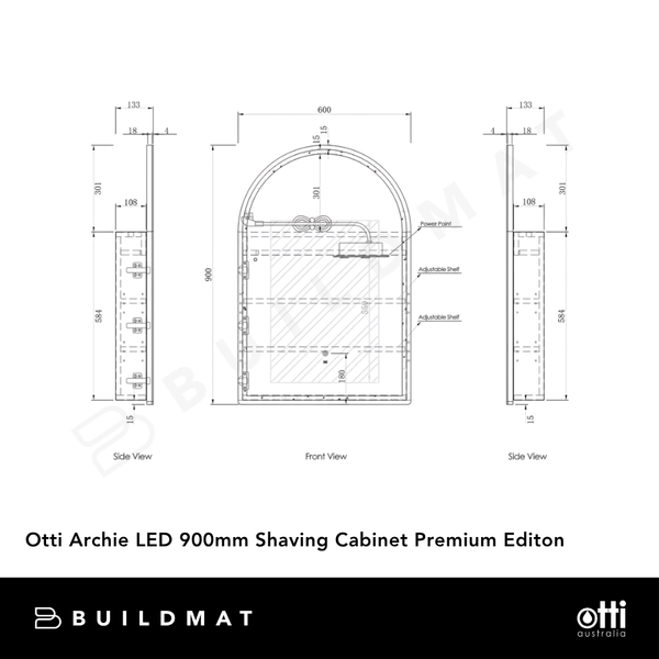 Otti Archie LED 900x600mm Premium Edition Shaving Cabinet Woodland Oak