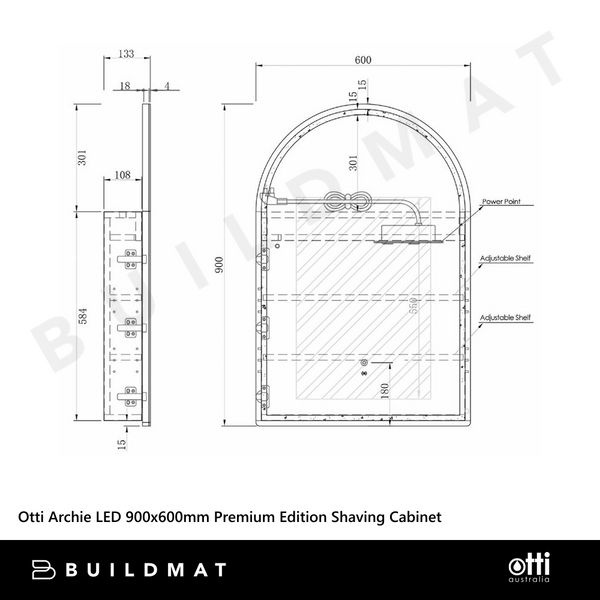 Otti Archie LED 900x600mm Premium Edition Shaving Cabinet Woodland Oak