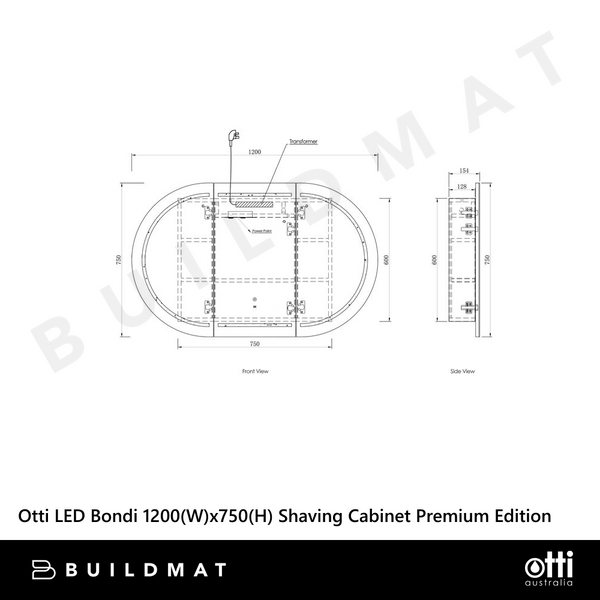 Otti LED Bondi 1200mm White Shaving Cabinet Premium Edition