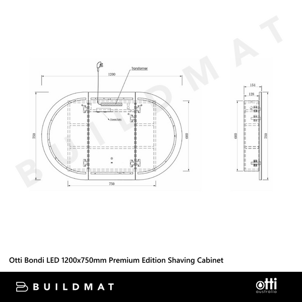 Otti Bondi LED 1200x750mm Premium Edition Shaving Cabinet Woodland Oak
