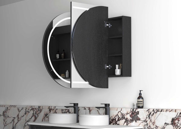 Otti LED Bondi 1500mm Black Oak Shaving Cabinet