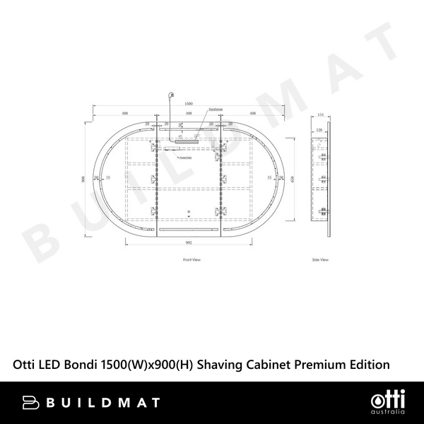 Otti LED Bondi 1500mm White Shaving Cabinet Premium Edition