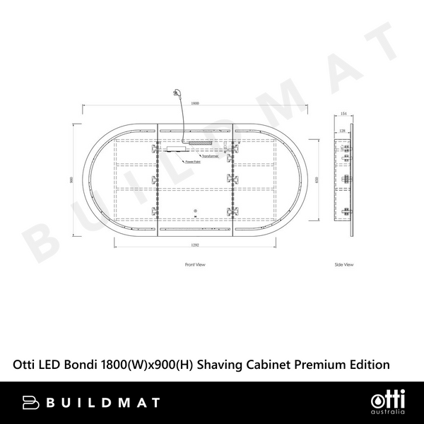 Otti LED Bondi 1800mm White Shaving Cabinet Premium Edition