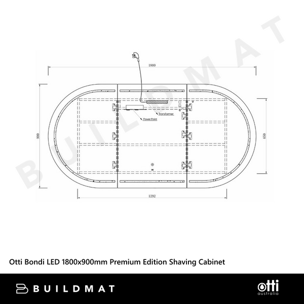 Otti Bondi LED 1800x900mm Premium Edition Shaving Cabinet Woodland Oak