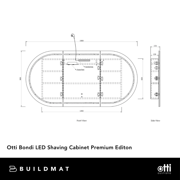 Otti Bondi LED 1800x900mm Premium Edition Shaving Cabinet Woodland Oak