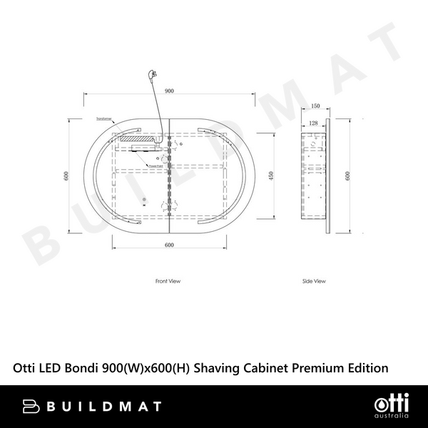 Otti LED Bondi 900mm White Shaving Cabinet Premium Edition