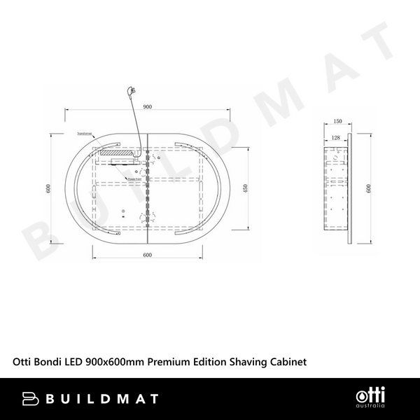 Otti Bondi LED 900x600mm Premium Edition Shaving Cabinet Woodland Oak