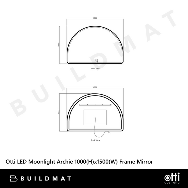 Otti LED Moonlight Archie 1000mm White Metal Frame Mirror