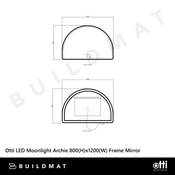 Otti LED Moonlight Archie 800mm White Metal Frame Mirror