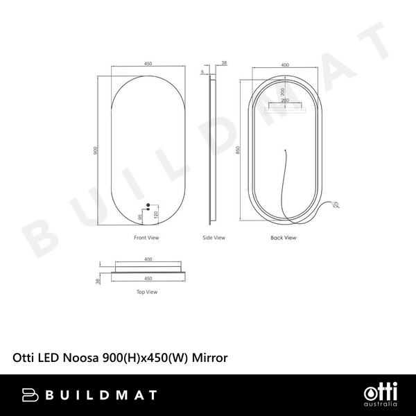 Otti LED Noosa 900mm Frameless Mirror