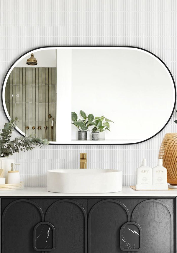 Otti LED Noosa 1200mm Black Metal Frame Mirror Install Horizontal or Vertical