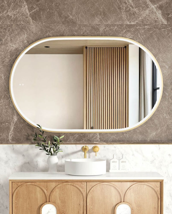 Otti LED Noosa 1200mm Gold Metal Frame Mirror Install Horizontal or Vertical