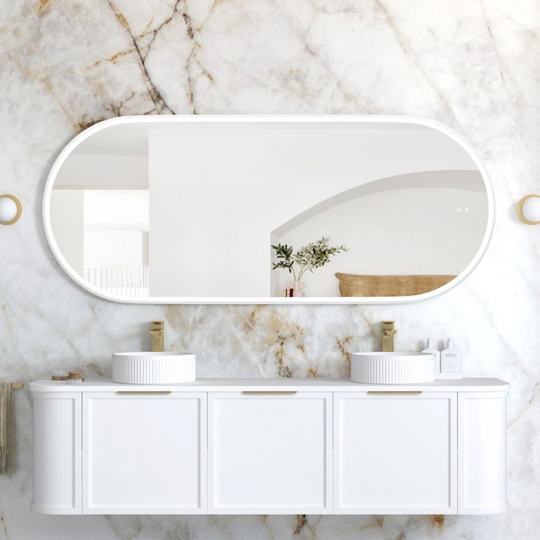 Otti LED Noosa 1800mm White Metal Frame Mirror Install Horizontal or Vertical