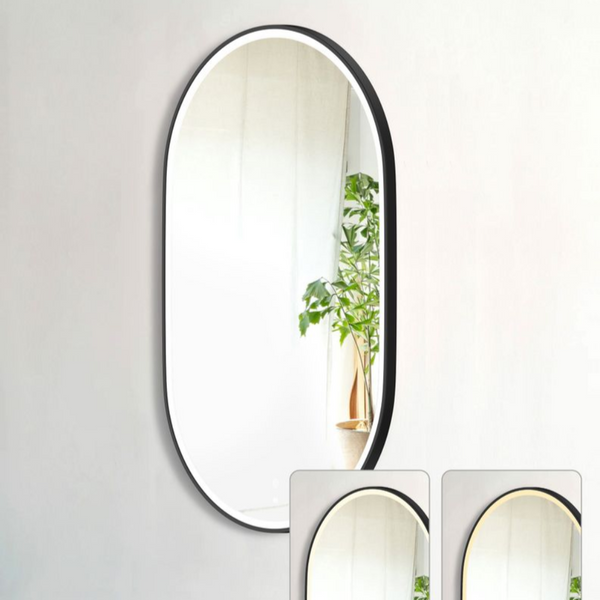 Otti LED Noosa 900mm Black Metal Frame Mirror Install Horizontal or Vertical