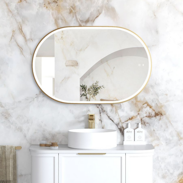 Otti LED Noosa 900mm Gold Metal Frame Mirror Install Horizontal or Vertical