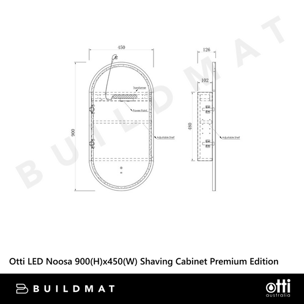 Otti LED Noosa 900mm Natural Oak Shaving Cabinet Premium Edition