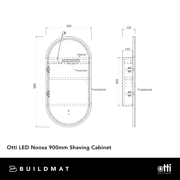 Otti LED Noosa 900mm Natural Oak Shaving Cabinet