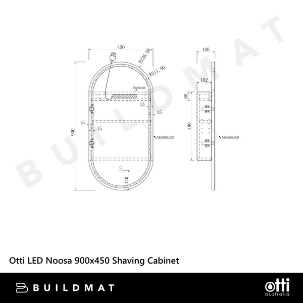 Otti LED Noosa 900mm Natural Oak Shaving Cabinet