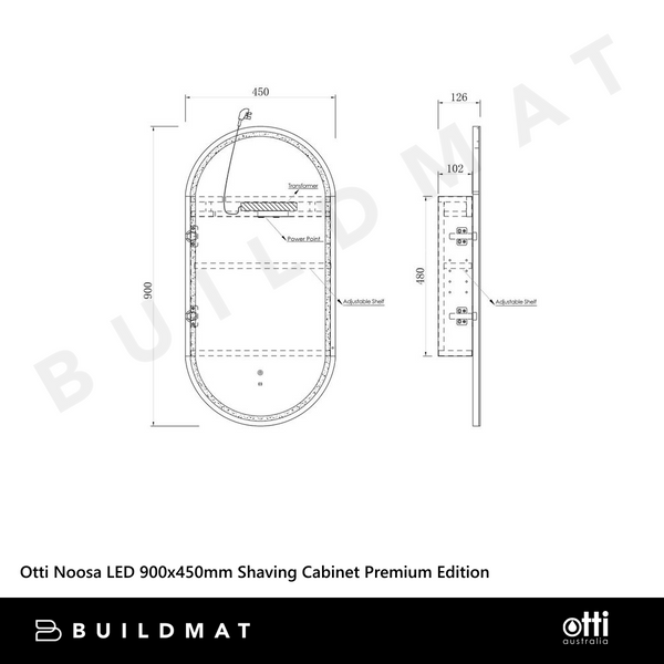 Otti Noosa LED 900x450mm Woodland Oak Shaving Cabinet Premium Edition