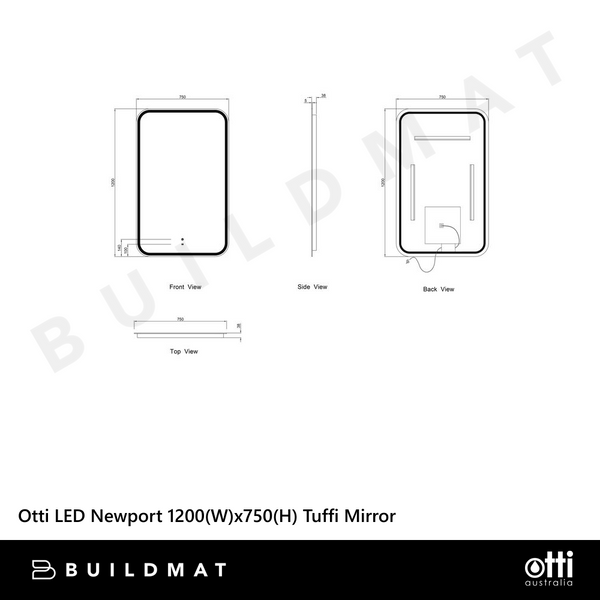 Otti LED Newport 1200mm Gold Metal Frame Mirror Install Horizontal or Vertical