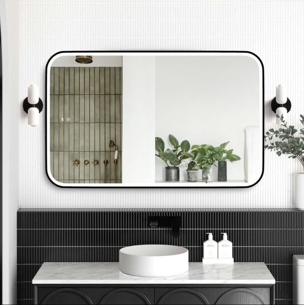 Otti LED Newport 1200mm Black Metal Frame Mirror Install Horizontal or Vertical