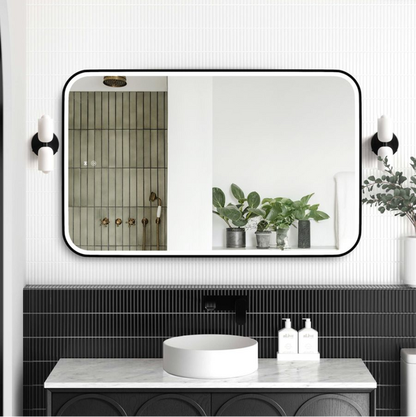 Otti LED Newport 1200mm Black Metal Frame Mirror Install Horizontal or Vertical