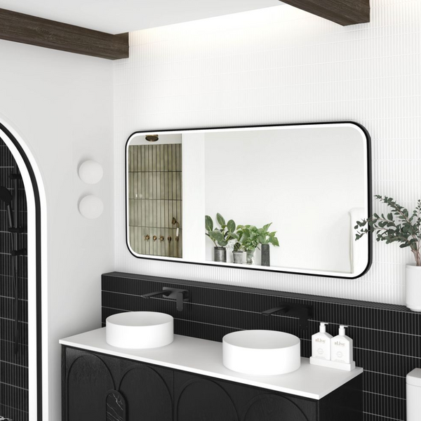 Otti LED Newport 1500mm Black Metal Frame Mirror Install Horizontal or Vertical