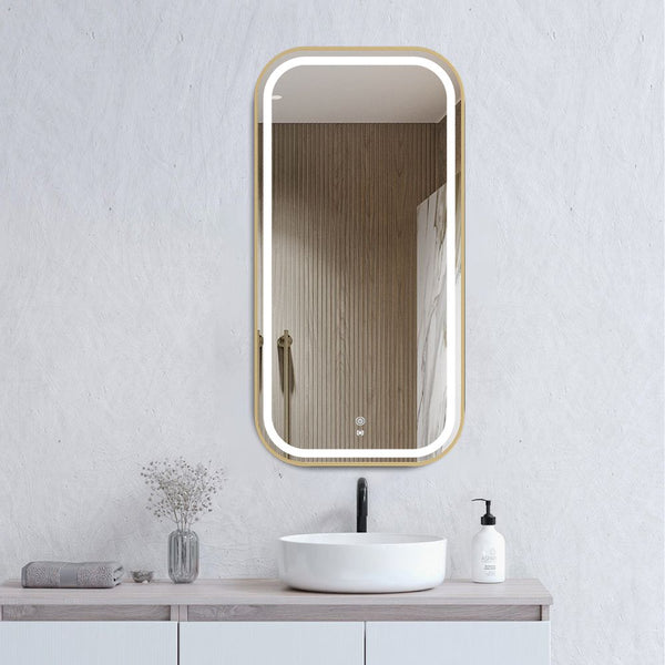 Otti LED Newport 900mm Gold Metal Frame Mirror Soft Square