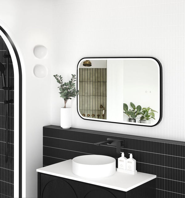 Otti LED Newport 900mm Black Metal Frame Mirror Install Horizontal or Vertical