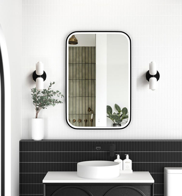 Otti LED Newport 900mm Black Metal Frame Mirror Install Horizontal or Vertical