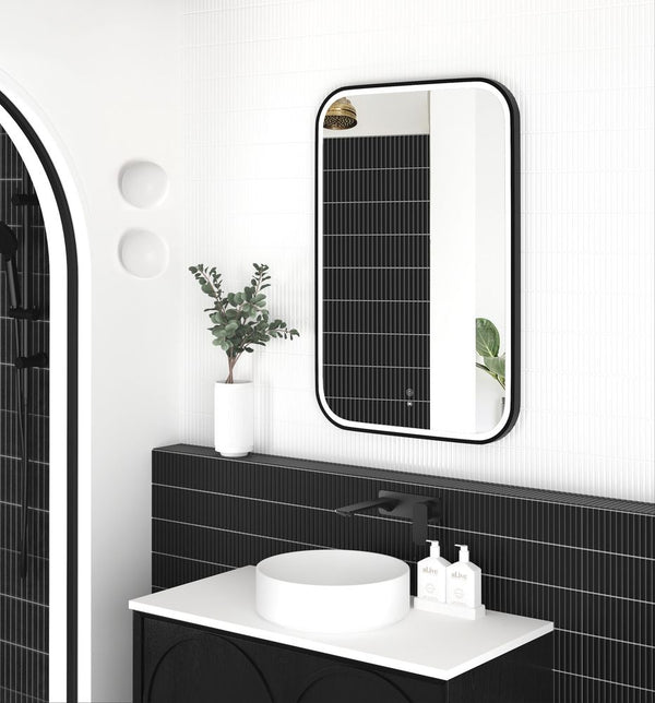 Otti LED Newport 900mm Black Metal Frame Mirror Install Horizontal or Vertical