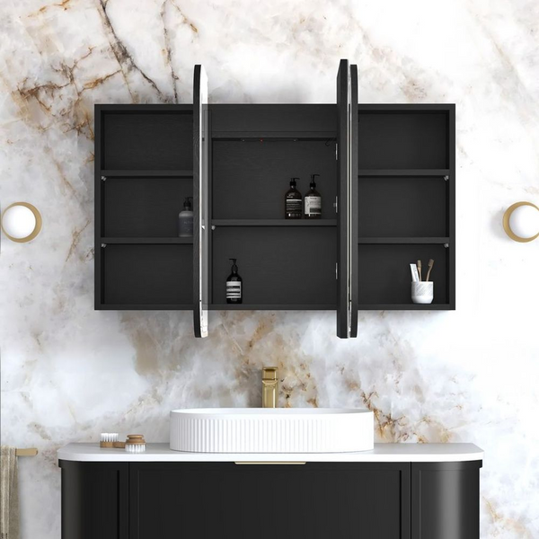 Otti LED Newport 1200mm Black Oak Shaving Cabinet Premium Edition