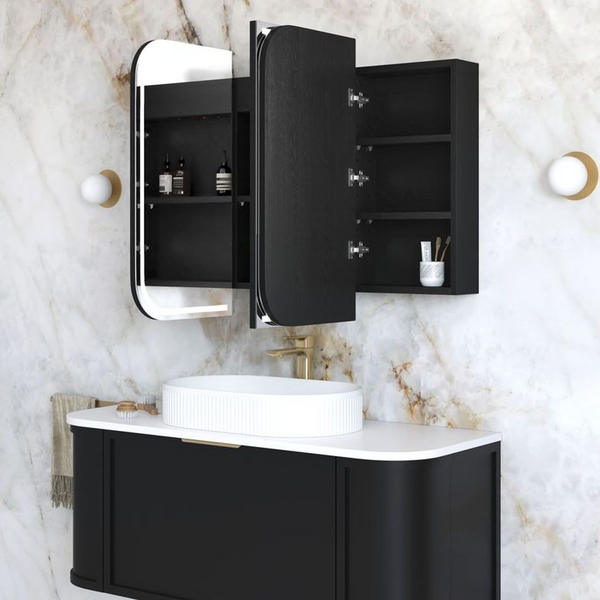 Otti LED Newport 1200mm Black Oak Shaving Cabinet Premium Edition