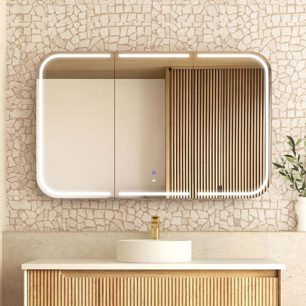 Otti LED Newport 1200mm Natural Oak Shaving Cabinet Premium Edition