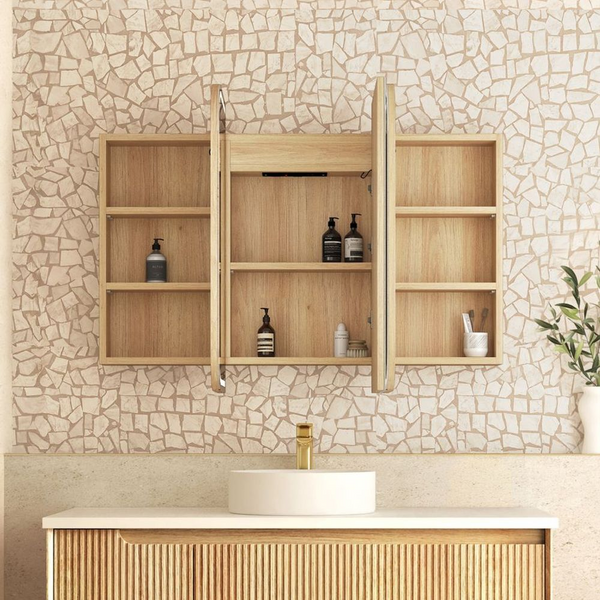 Otti LED Newport 1200mm Natural Oak Shaving Cabinet Premium Edition