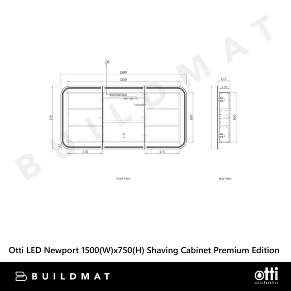 Otti LED Newport 1500mm Natural Oak Shaving Cabinet Premium Edition