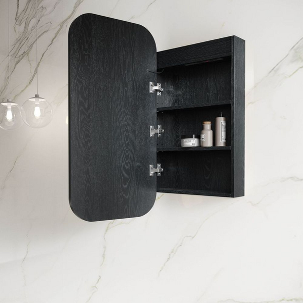 Otti LED Newport 900mm Black Oak Shaving Cabinet Premium Edition