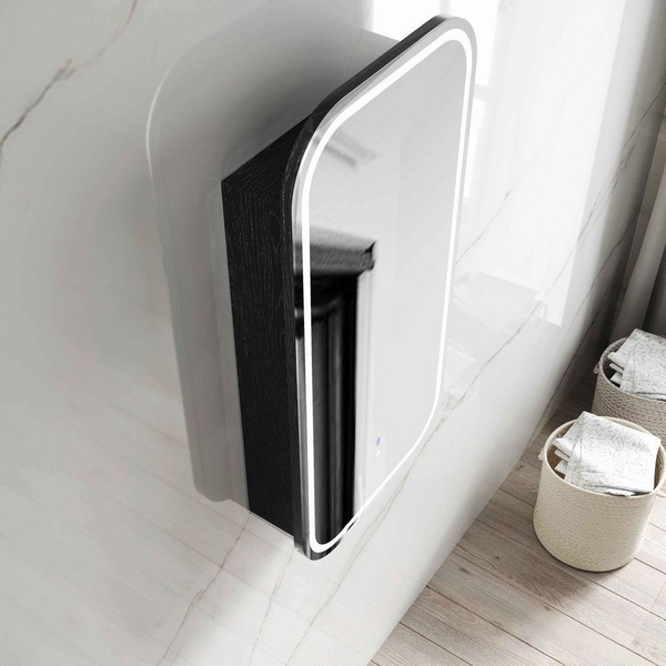 Otti Newport LED 900x450mm Shaving Cabinet Soft Square Black Oak