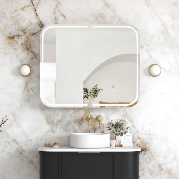 Otti LED Newport 900mm Black Oak Shaving Cabinet Premium Edition