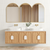 Otti Laguna 1800mm Natural American Oak Wall Hung Vanity with Natural Carrara Marble Top and Double Bowl Undermount Basin